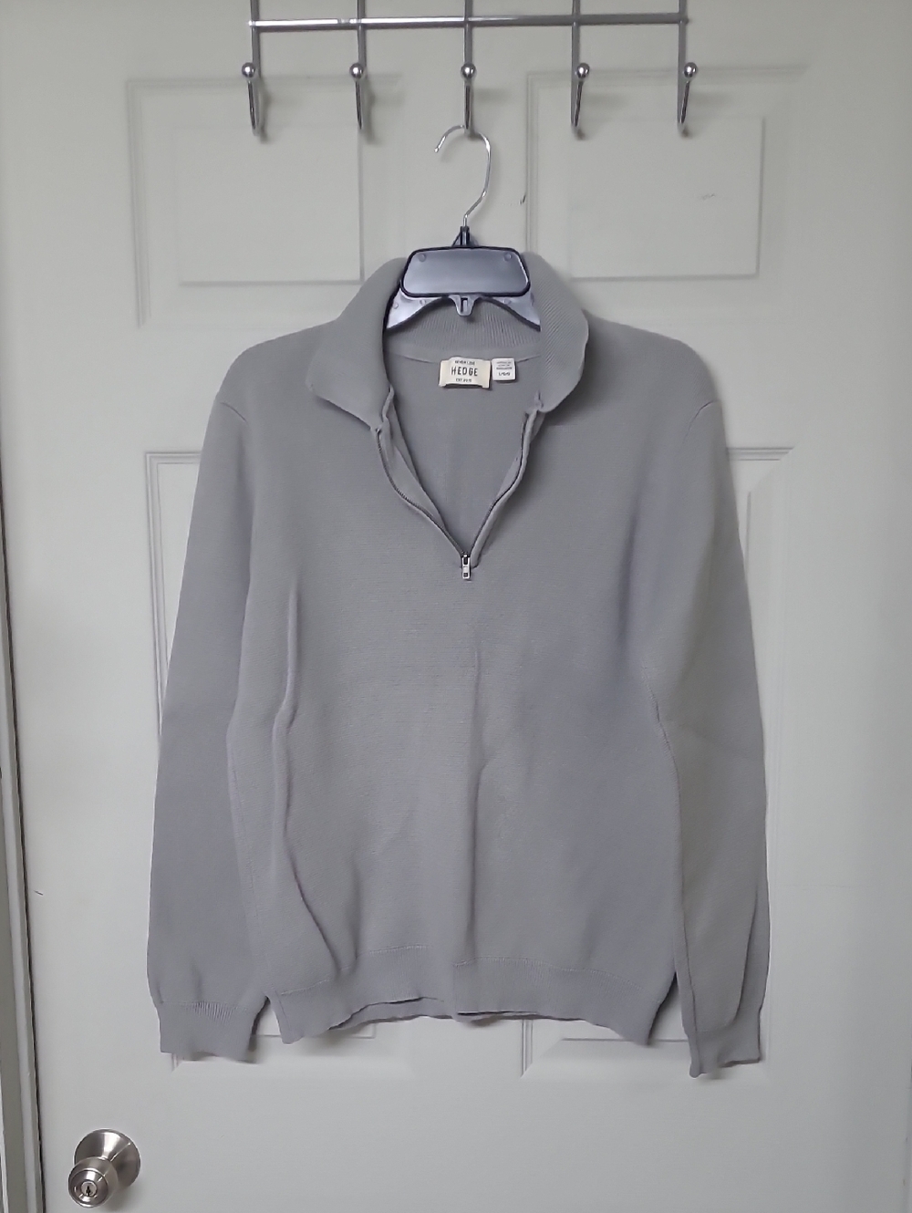 Never Lose HEDGE Men's Light Gray Quarter-Zip Sweater Size Large Like New